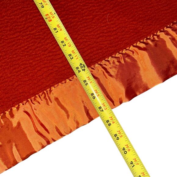 Vintage Acrylic Blanket Burnt Orange Rust Satin Trim USA 76x87 grandma retro - Picture 5 of 6
